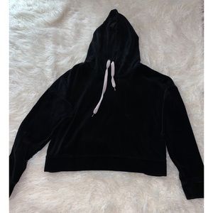 Forever21 Black Velvet Cropped Sweater